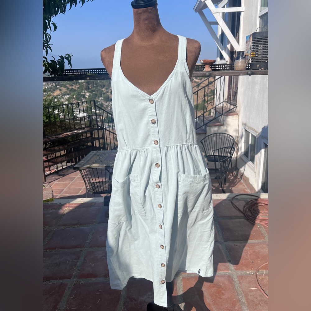 Volcom Light Blue Corduroy Midi Summer Dress